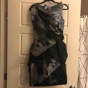 Rubin Singer Metallic Draped Cocktail Dress